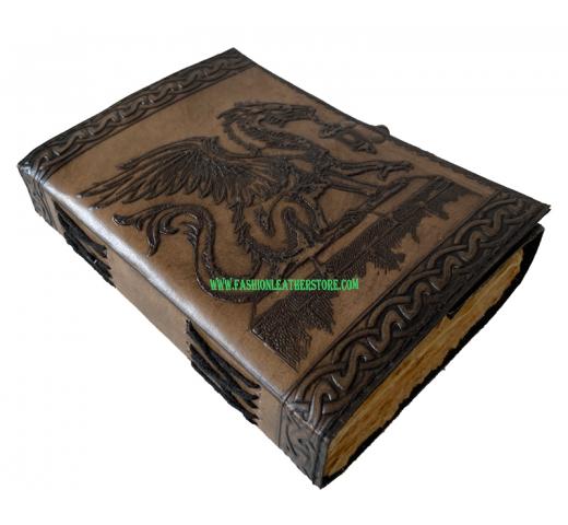 Leather Dragon Journal | Ancient Book | Amazing Gift - 200 Handmade Paged Grimoire Embosse